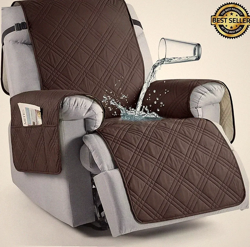 30" Waterproof Recliner Arm Chair Cover Lazy Boy Protector Wide w/ Side Pocket