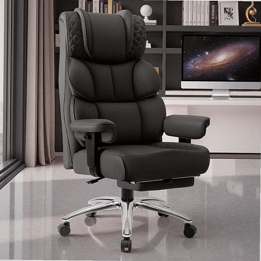 Big & Tall Ergonomic Gaming Chair with Footrest & Lumbar Support - Black