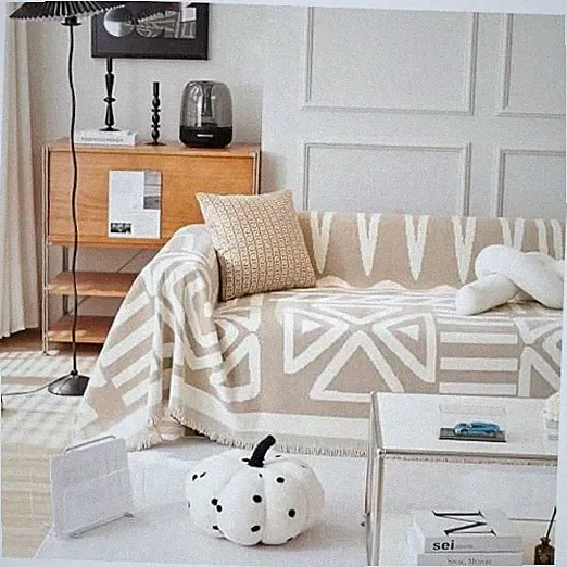 Boho Couch Cover for 2 Cushion Large (71*118inch) 01 Boho Aztec: Beige Khaki