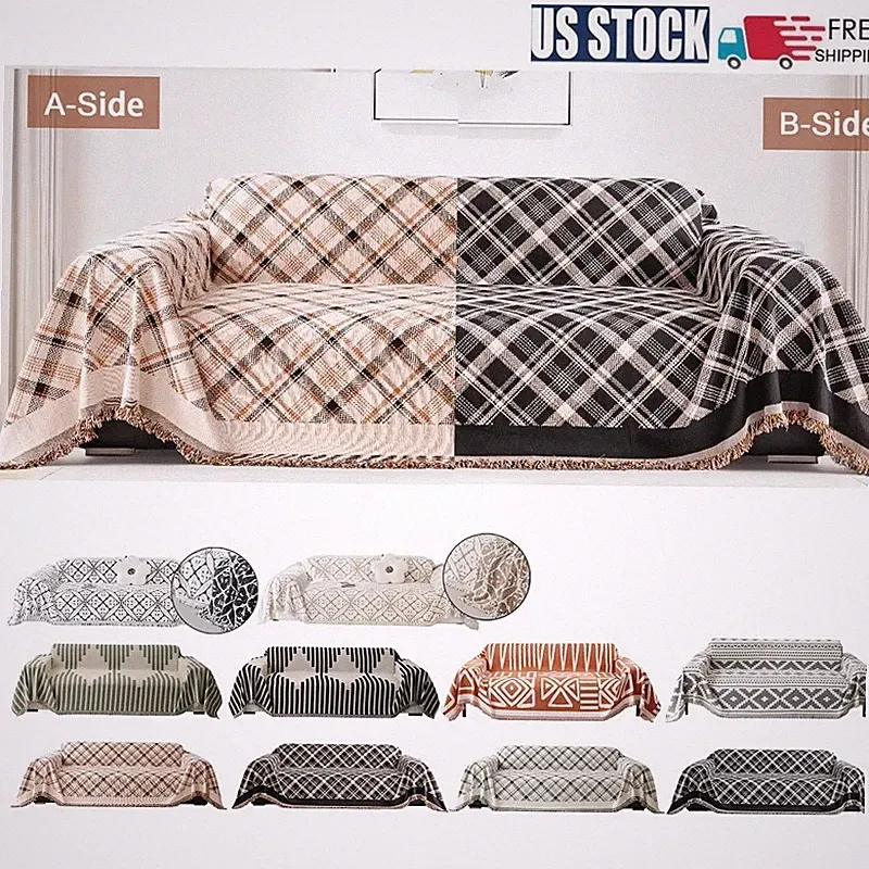 Boho Couch Covers Geometric Sofa Slipcover W/Jacquard Pattern Sofa Slipcover