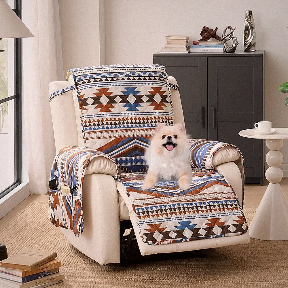 Boho Printed Recliner Chair Covers, Quilted Recliner Covers, Water-Repellent...