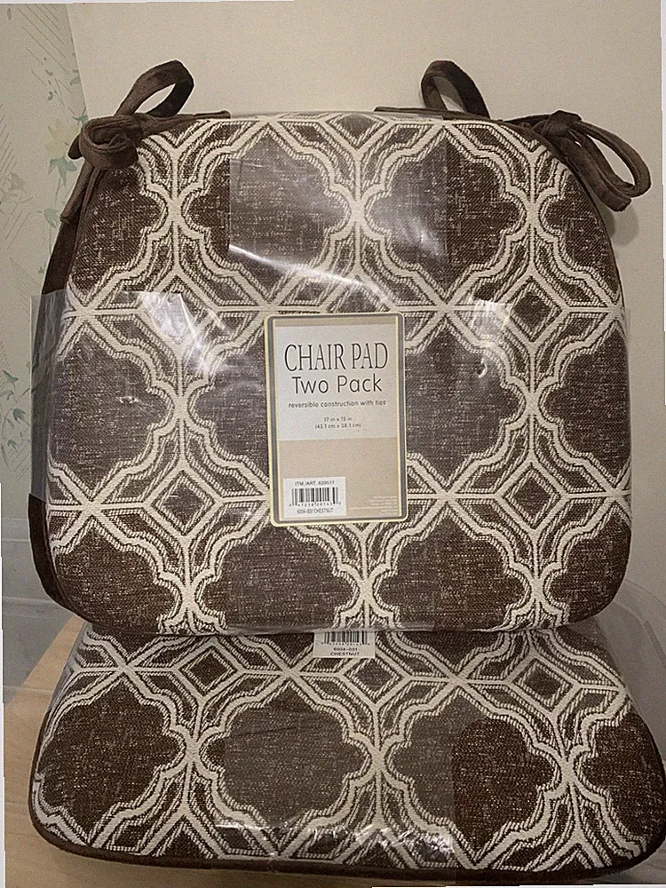 Chair pad brown/chestnut color geometric/hexagonal design 4 pcs Mothers day gift
