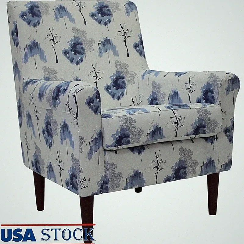 Comfortable Lounge Chair W/ Rolled Arms Easy Assembly Upholstered Accent Chair