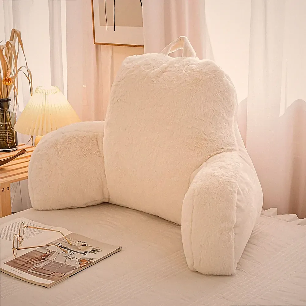 Foam Wedge Pillow Faux Fur Reading Bed Chaise Lounge Chair Camping Outdoor
