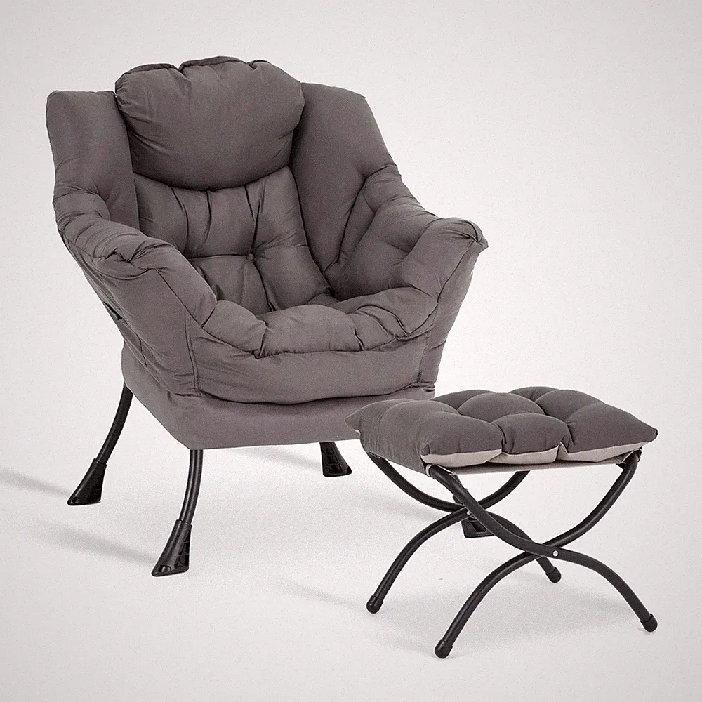 Lazy Chair with Ottoman Modern Accent Leisure Upholstered Lazy Sofa Armchair