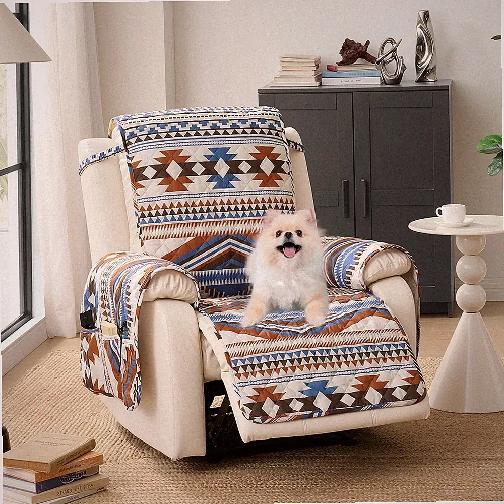 New Listing Boho Printed Recliner Chair Covers, Quilted Recliner Covers, Water-Repellent...