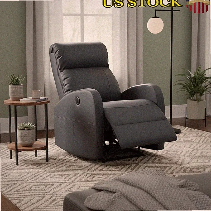 Power Recliner Chair W/ USB Charging Gentle Lumbar Massage Modern Design Black