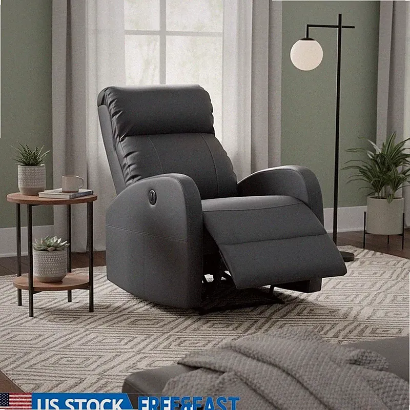 Power Recliner Chair W/ USB Charging Lumbar Massage Electric Leather Fabric