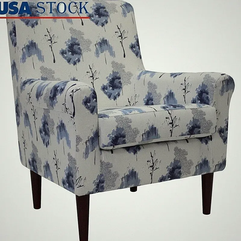 Rolled Arm Lounge Chair Accent Chair Easy Assembly Upholstered Foam Legs Modern