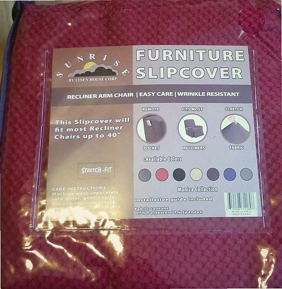 Sunrise reclinder arm chair stretch slip cover with pockets